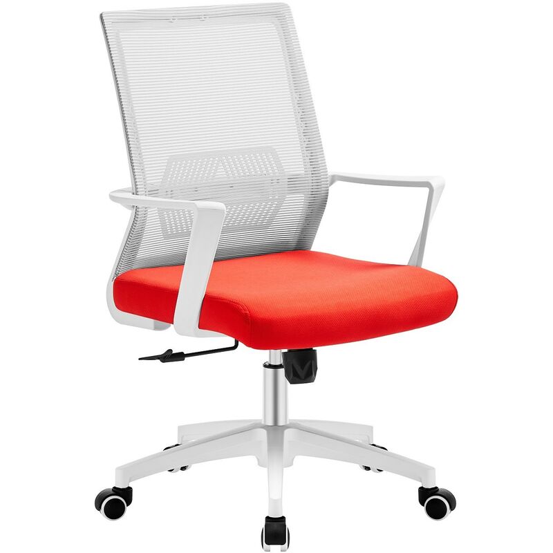 

Sillón de oficina RISLEY, blanco, malla gris, tejido rojo