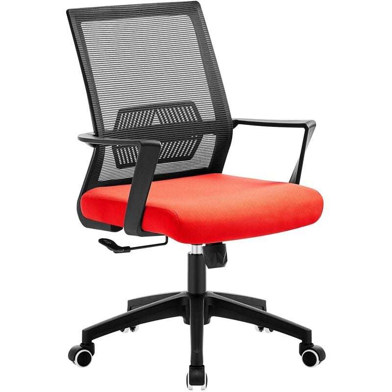 

Sillón de oficina RISLEY, negro, malla negra, tejido rojo