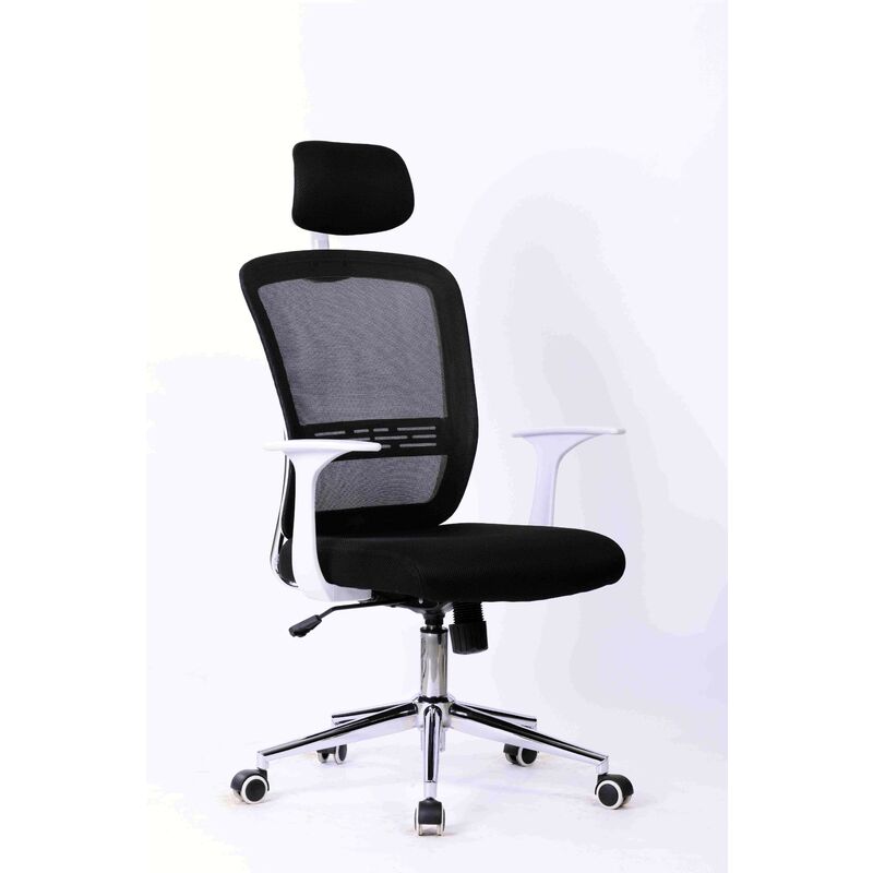 

Sillón de oficina SAVONA, blanco, gas, basculante, malla y tejido negro