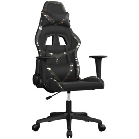 Sillón de oficina silla gaming con ruedas con cojín lumbar negro y PVC camuflaje DEC025899