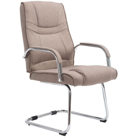 Sillón de oficina sin ruedas reposabrazos silla de visita carga máxima 180 kg en tela color topo estructura de metal BUR10722