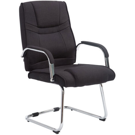 Sillón de oficina sin ruedas, reposabrazos, silla para visitas, carga máxima 180 kg, estructura de metal de tela negra 100003250