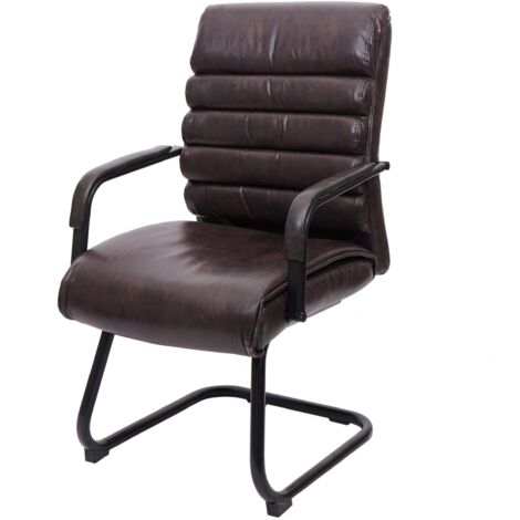 Sillón de oficina sin ruedas silla de conferencias asiento y respaldo redondeados PVC marrón 040001928