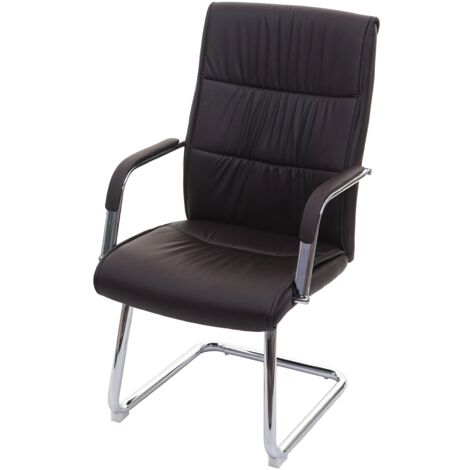Sillón de oficina sin ruedas Silla de visita cantilever para conferencias en PVC marrón 040001924