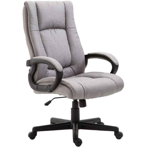 Sillón de oficina XL con ruedas y reposabrazos mecanismo basculante plástico tela gris 100002718