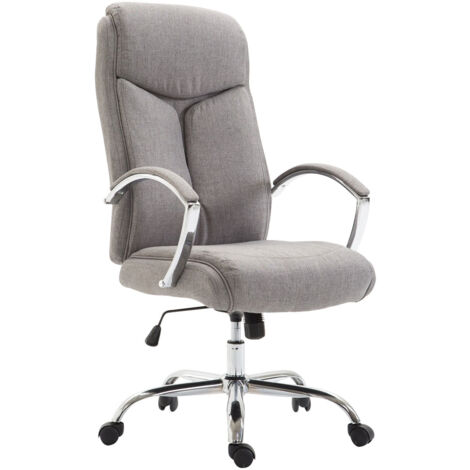Sillón de oficina XL giratorio con mecanismo basculante en tela gris y metal cromado 100002709
