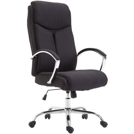 Sillón de oficina XL mecanismo giratorio basculante en tela negra y metal cromado 100002710