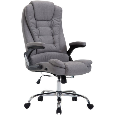 Sillón de oficina XXL con cómodas ruedas acolchadas y reposabrazos de tela gris y metal cromado 100002665