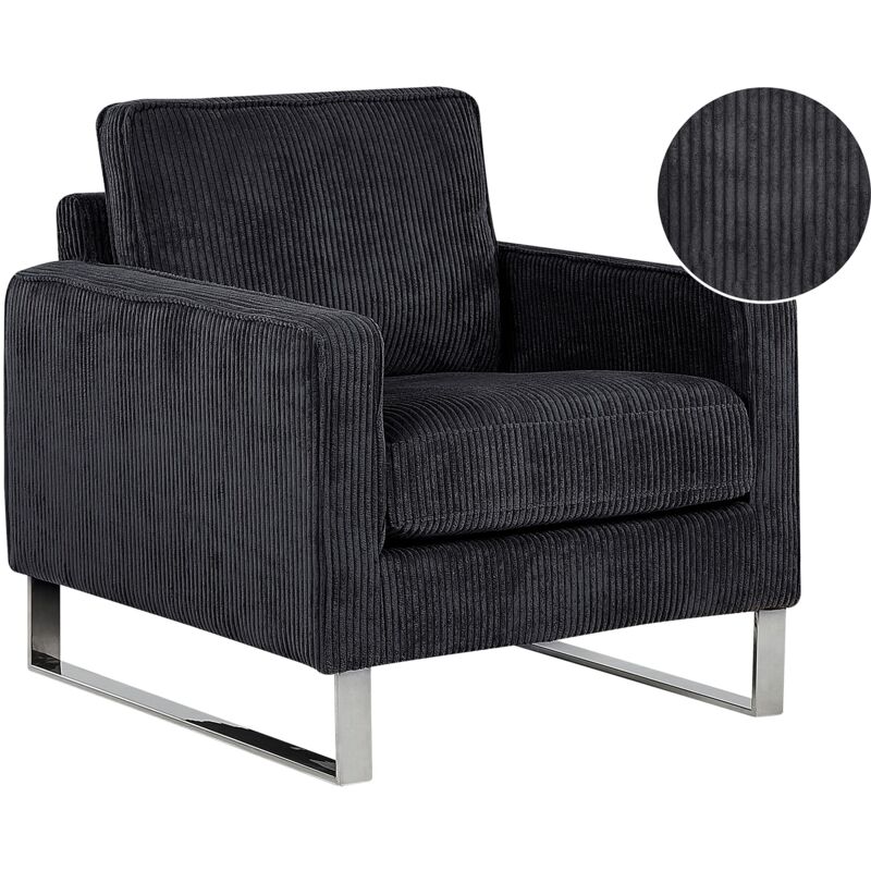 

Beliani - Sillón de pana negro VIND