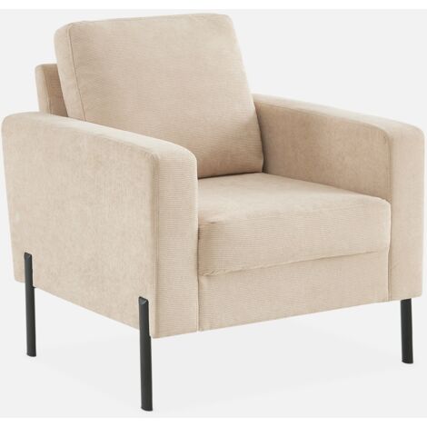 Sillón de pana y patas de metal