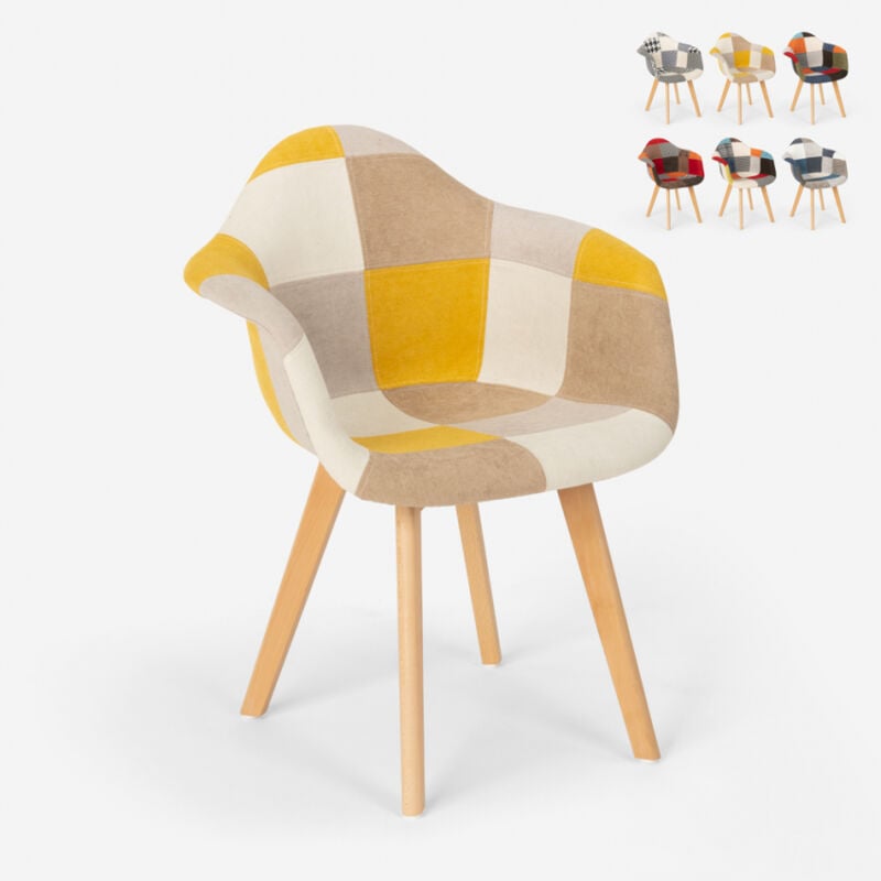 

Sillón de patchwork de diseño nórdico, salón, cocina, estudio Herion | Patchwork 3