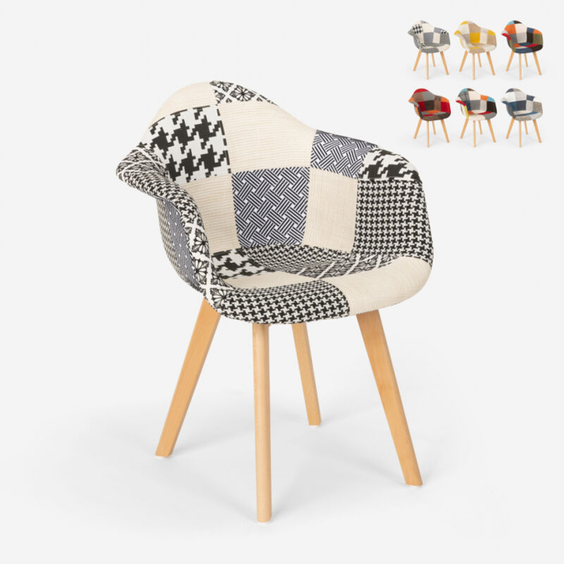 

Sillón de patchwork de diseño nórdico, salón, cocina, estudio Herion | Patchwork 5