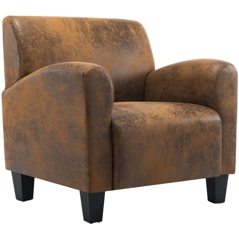 

Sillón de piel de ante artificial marrón - Marrón - Vidaxl