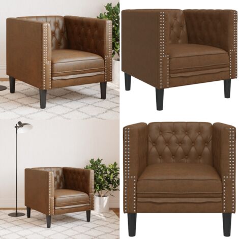 Sillón de piel de ante sintético marrón - Sofá sintético - Sofá de piel sintética