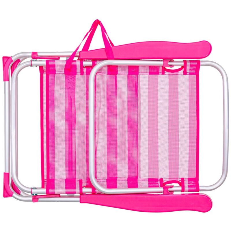 

Lolahome - Sillón de playa cama de 5 posiciones rosa de aluminio y textileno de 100x56x61 cm