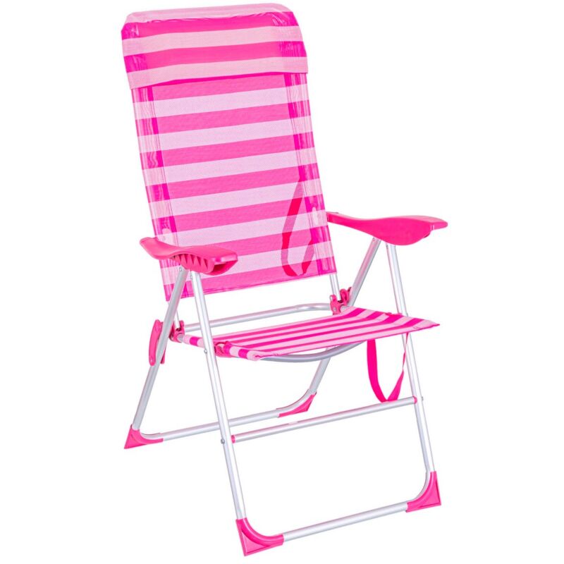

Lolahome - Sillón de playa plegable fijo fucsia de aluminio y textileno de 110x66x61 cm