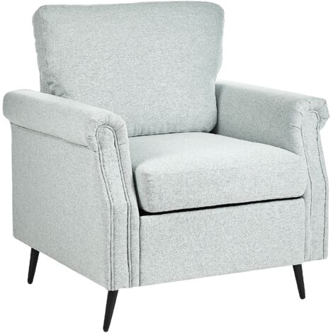 Sillón de poliéster gris claro negro patas de metal cojines retro sala de estar Vietas