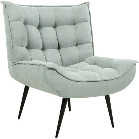 Sillón de poliéster verde menta Alvesta sin brazos hierro negro copetudo silla sala de estar