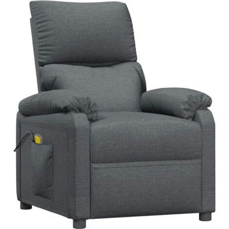 Sillón de relajación basculante manual 6 puntos de masaje en tela gris oscuro DEC029208