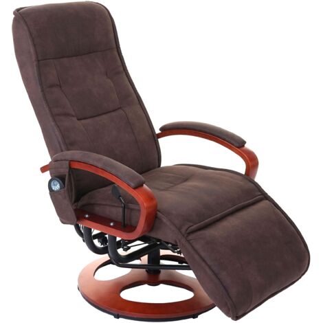 Sillón de relajación con función de masaje en tejido/textil efecto ante marrón 040004339