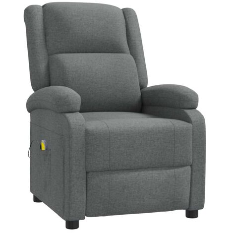 Sillón de relajación con función de masaje función de inclinación manual en tela gris oscuro DEC029203