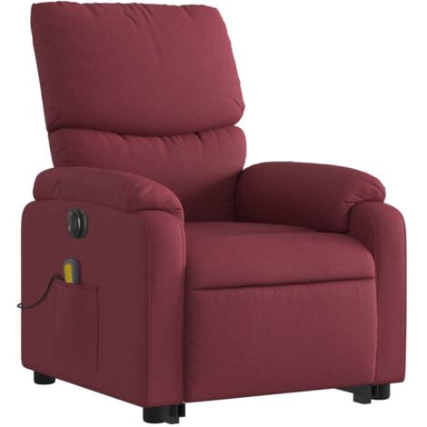 Sillón de relajación con función de masaje y sillón reclinable elevable eléctrico en tela rojo burdeos DEC027845