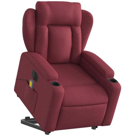 Sillón de relajación con función de masaje y sillón reclinable en tela rojo burdeos DEC027843