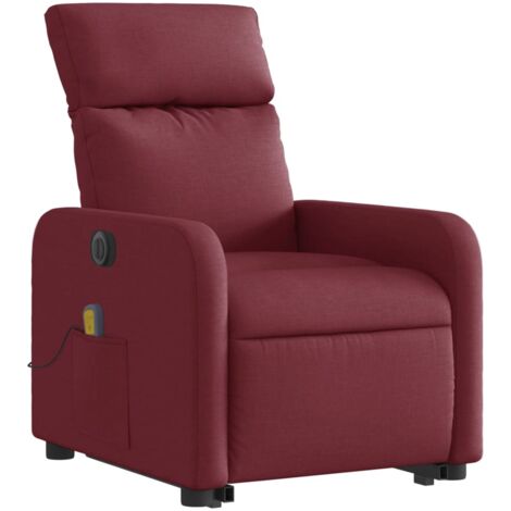 Sillón de relajación con función de masaje y sillón reclinable en tela rojo burdeos DEC027846