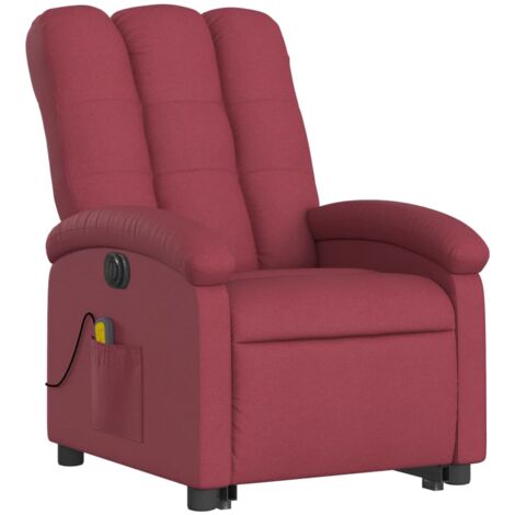 Sillón de relajación con función de masaje y sillón reclinable en tela rojo burdeos DEC027849