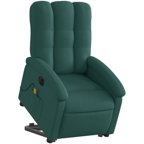 Sillón de relajación con función de masaje y sillón reclinable en tela verde oscuro DEC027871
