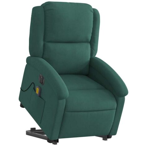 Sillón de relajación con función de masaje y sillón reclinable en terciopelo verde oscuro DEC027881