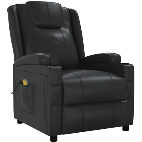 Sillón de relajación con función masaje 6 puntos de masaje en PVC negro DEC029241