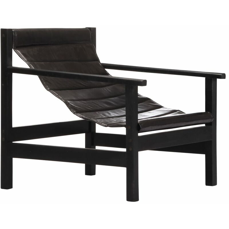 

Sillón de Relajación de Cuero Auténtico Negro - Negro - Vidaxl