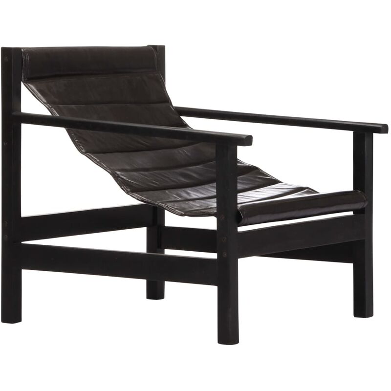 

Sillón de relajación de cuero auténtico negro