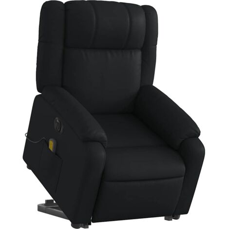 Sillón de relajación función masaje y reclinable función elevación eléctrica en PVC negro DEC027802