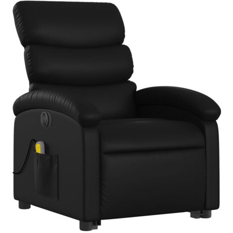 Sillón de relajación función masaje y reclinable función elevación eléctrica en PVC negro DEC027804