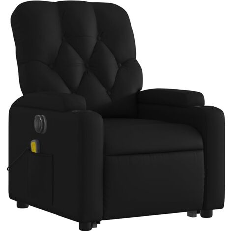 Sillón de relajación función masaje y reclinable función elevación eléctrica en PVC negro DEC027809