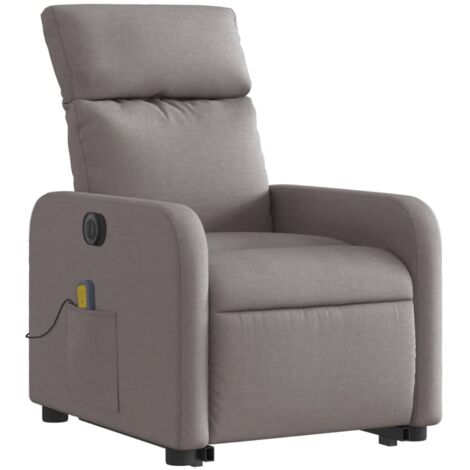Sillón de relajación función masaje y reclinable función elevación eléctrica en tela color topo DEC027863
