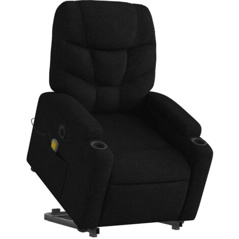 Sillón de relajación función masaje y reclinable función elevación eléctrica en tela negra DEC027817