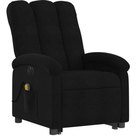 Sillón de relajación función masaje y reclinable función elevación eléctrica en tela negra DEC027818