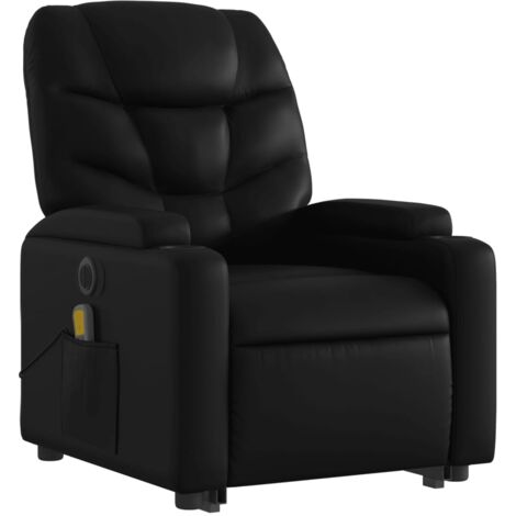 Sillón de relajación función masaje y reclinable función elevación eléctrica PVC negro DEC027799