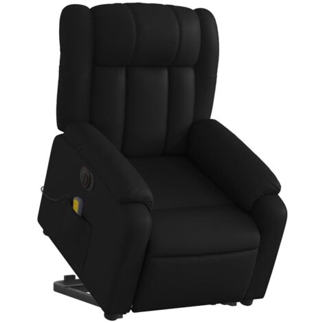 Sillón de relajación función masaje y reclinable función elevación eléctrica PVC negro DEC027806
