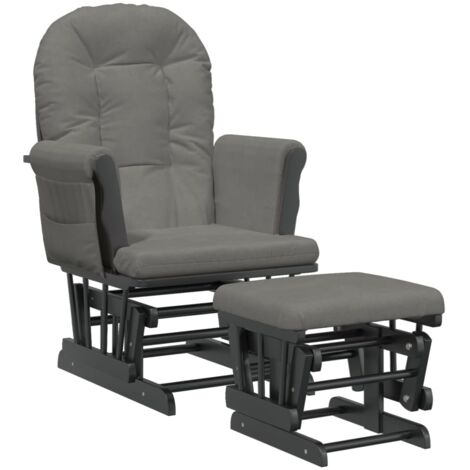Sillón de relajación mecedora de enfermería con reposapiés en tela gris DEC028743