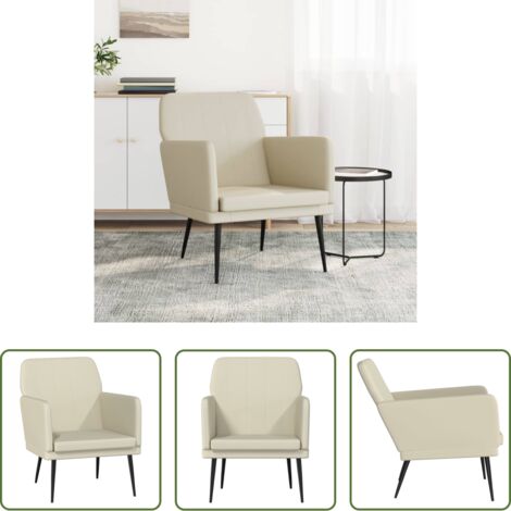 Sillón de relajación -  Sillón de cuero sintético color crema 61x78x80 cm