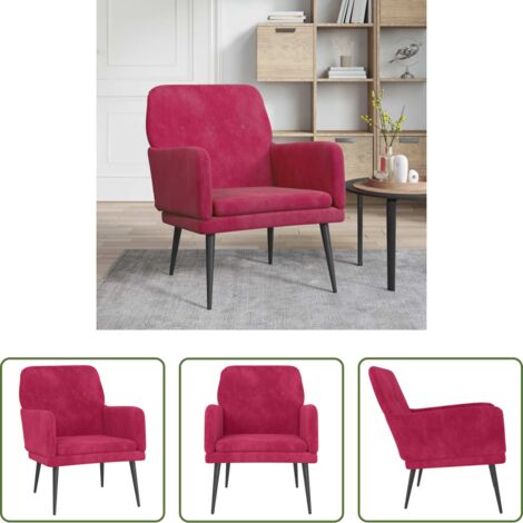 Sillón de relajación -  Sillón de terciopelo rojo tinto 62x79x79 cm
