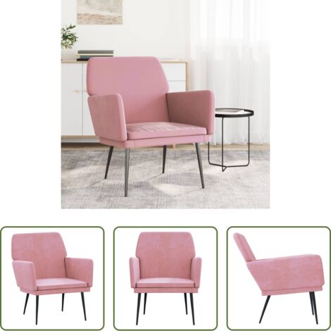 Sillón de relajación -  Sillón de terciopelo rosa 62x79x79 cm