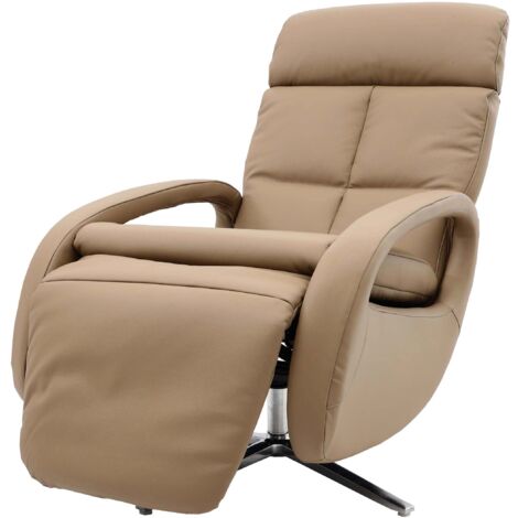 Sillón de relajación Sillón TV con reposabrazos giratorio y función reclinable en cuero color topo 040006834