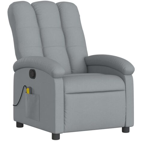Sillón de relajación TV función masaje 6 puntos de masaje reclinable en tela gris claro DEC026907