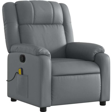 Sillón de relajación TV función masaje reclinable 6 puntos de masaje en PVC gris DEC026978
