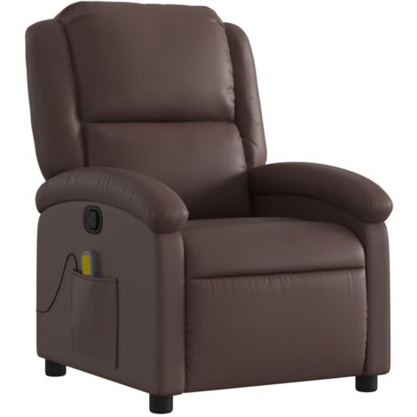 Sillón de relajación TV función masaje reclinable 6 puntos de masaje en PVC marrón DEC026995